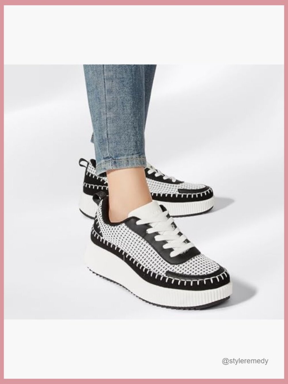 Women's Platform Sneakers Rhinestone Fashion Chunky Casual Retro Braided - Picture 6 of 7